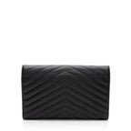 Saint Laurent Matelasse Grain de Poudre Monogram Chain Wallet (SHF-fpbhkV)