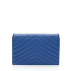 Saint Laurent Matelasse Grain de Poudre Monogram Envelope Chain Wallet (SHF-848BeC)