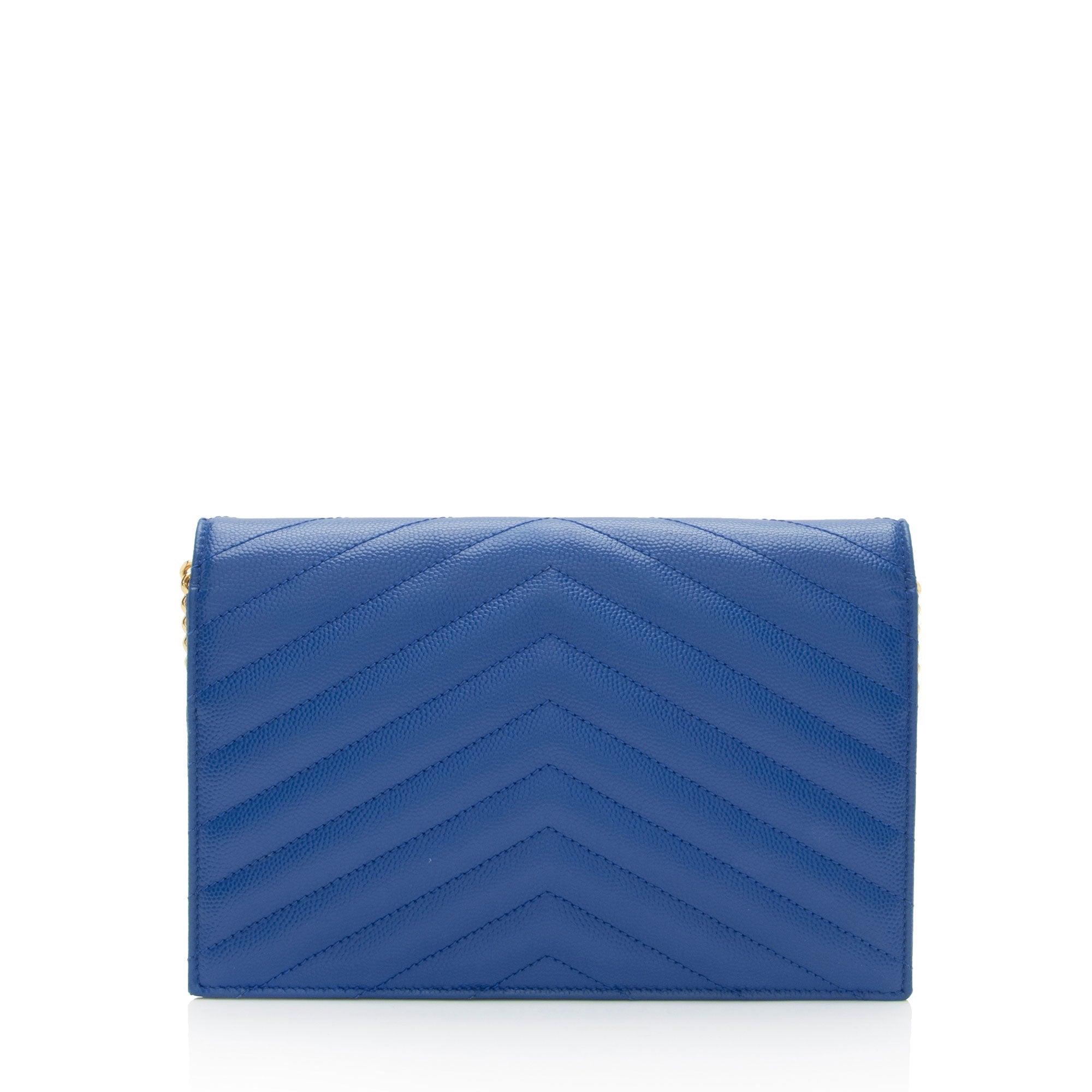 Saint Laurent Matelasse Grain de Poudre Monogram Envelope Chain Wallet (SHF-848BeC)