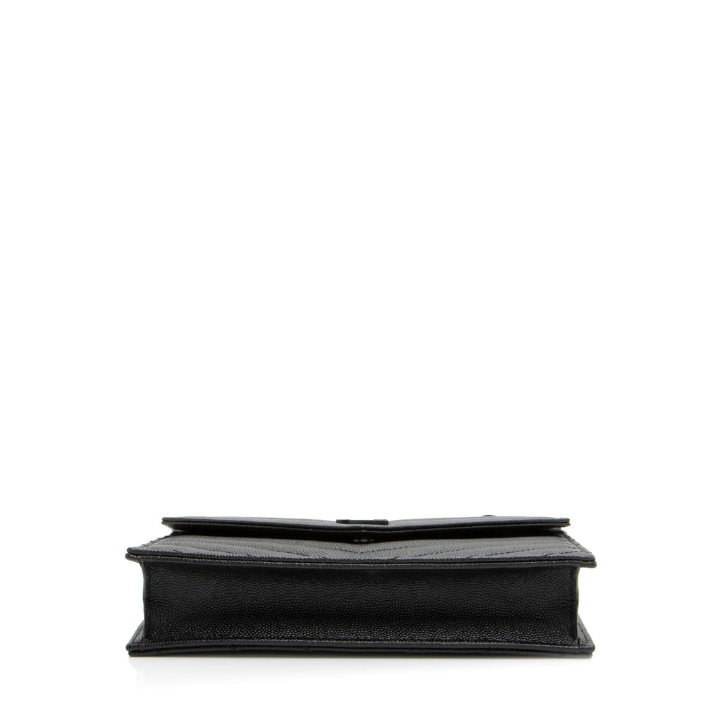 Saint Laurent Matelasse Grain de Poudre Monogram Envelope Chain Wallet (SHF-xHzUT8)