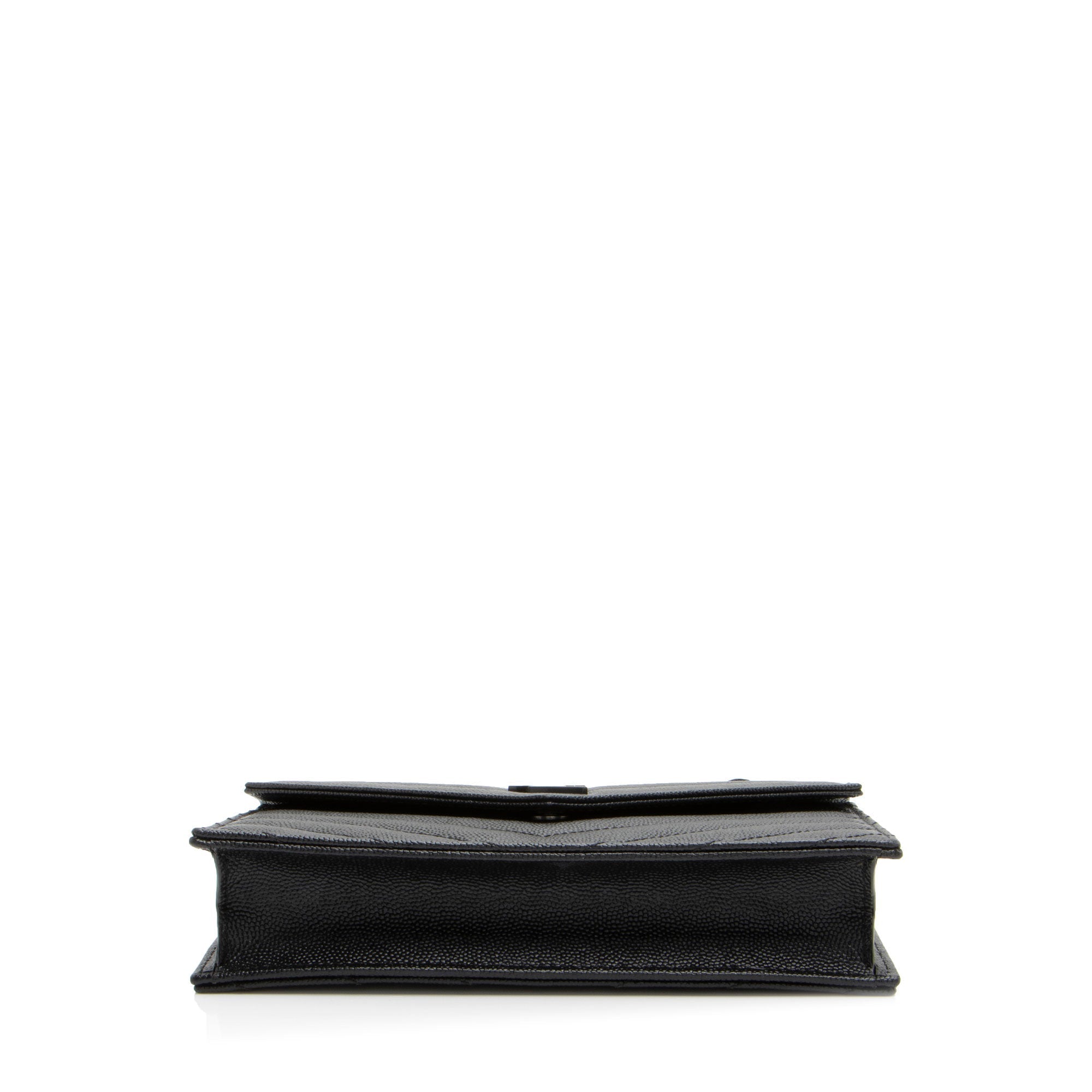 Saint Laurent Matelasse Grain de Poudre Monogram Envelope Chain Wallet (SHF-xHzUT8)