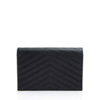 Saint Laurent Matelasse Grain de Poudre Monogram Envelope Chain Wallet (SHF-TV61tz)