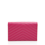Saint Laurent Matelasse Grain de Poudre Monogram Envelope Chain Wallet (SHF-y7nVPq)