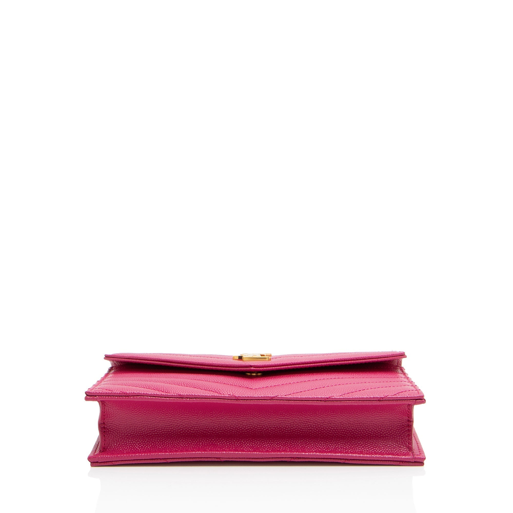 Saint Laurent Matelasse Grain de Poudre Monogram Envelope Chain Wallet (SHF-y7nVPq)