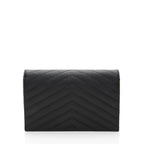 Saint Laurent Matelasse Grain de Poudre Monogram Envelope Chain Wallet (SHF-ywlquV)