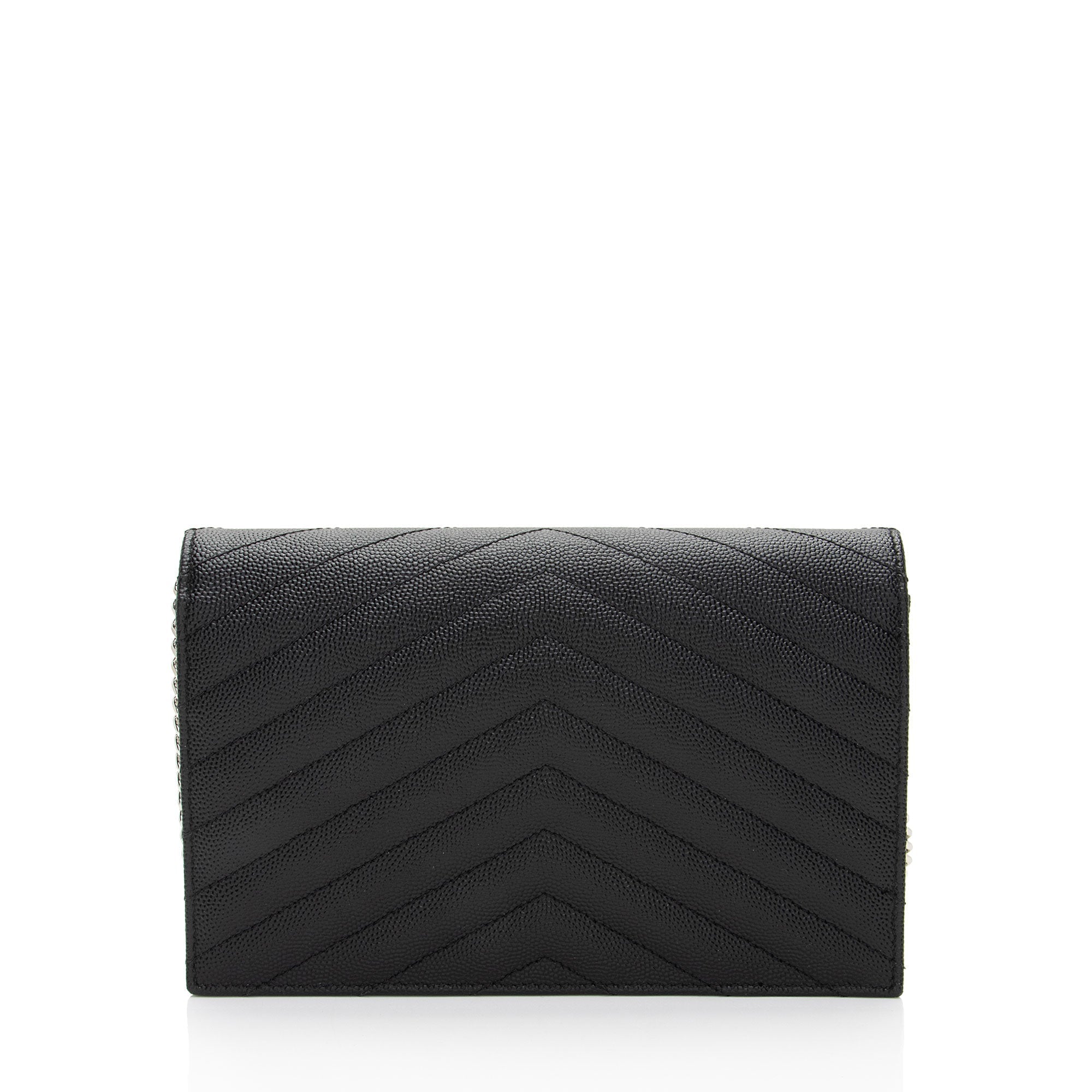 Saint Laurent Matelasse Grain de Poudre Monogram Envelope Chain Wallet (SHF-ywlquV)