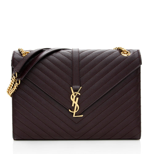 Saint Laurent Matelasse Grain de Poudre Monogram Large Shoulder Bag (SHF-18343)