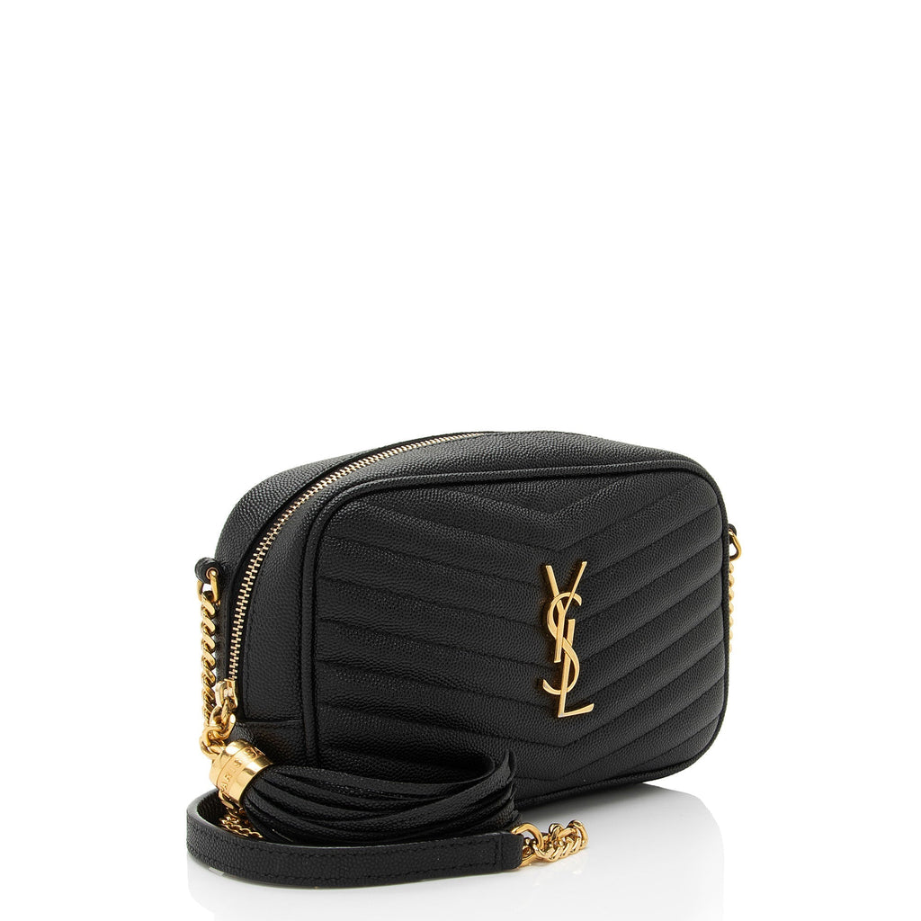 Saint Laurent Matelasse Grain de Poudre Monogram Lou Mini Camera Bag (SHF-sRcb5h)