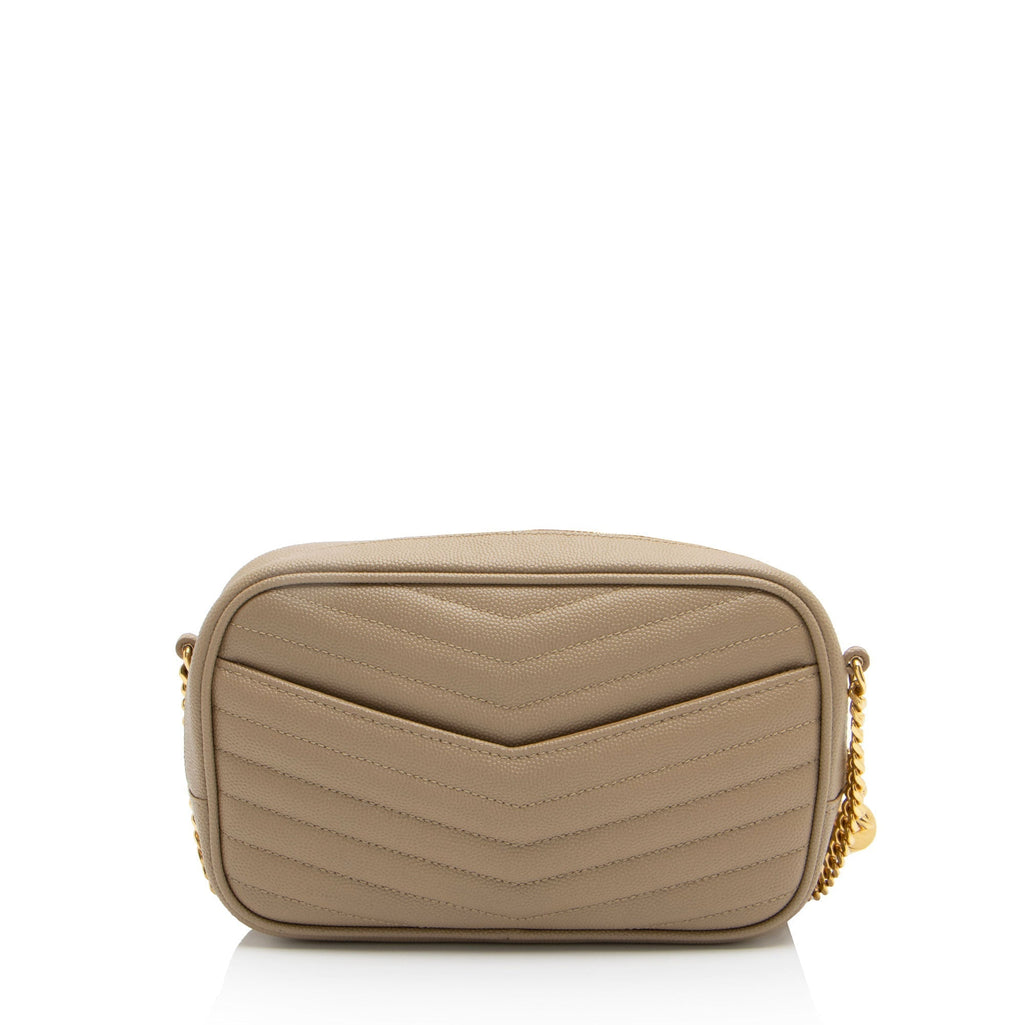 Saint Laurent Matelasse Grain de Poudre Monogram Lou Mini Camera Bag (SHF-uheDKF)