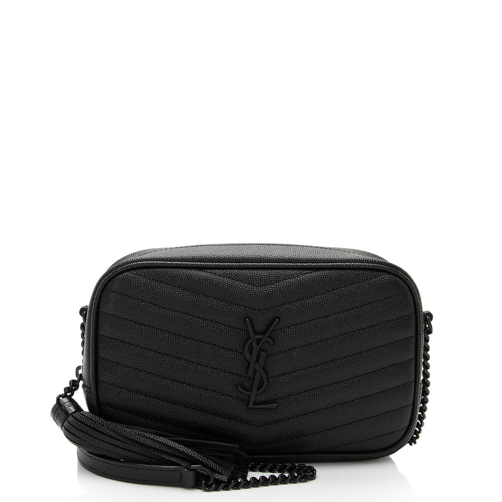Saint Laurent Matelasse Grain de Poudre Monogram Lou Mini Camera Bag (SHF-UkqO9o)