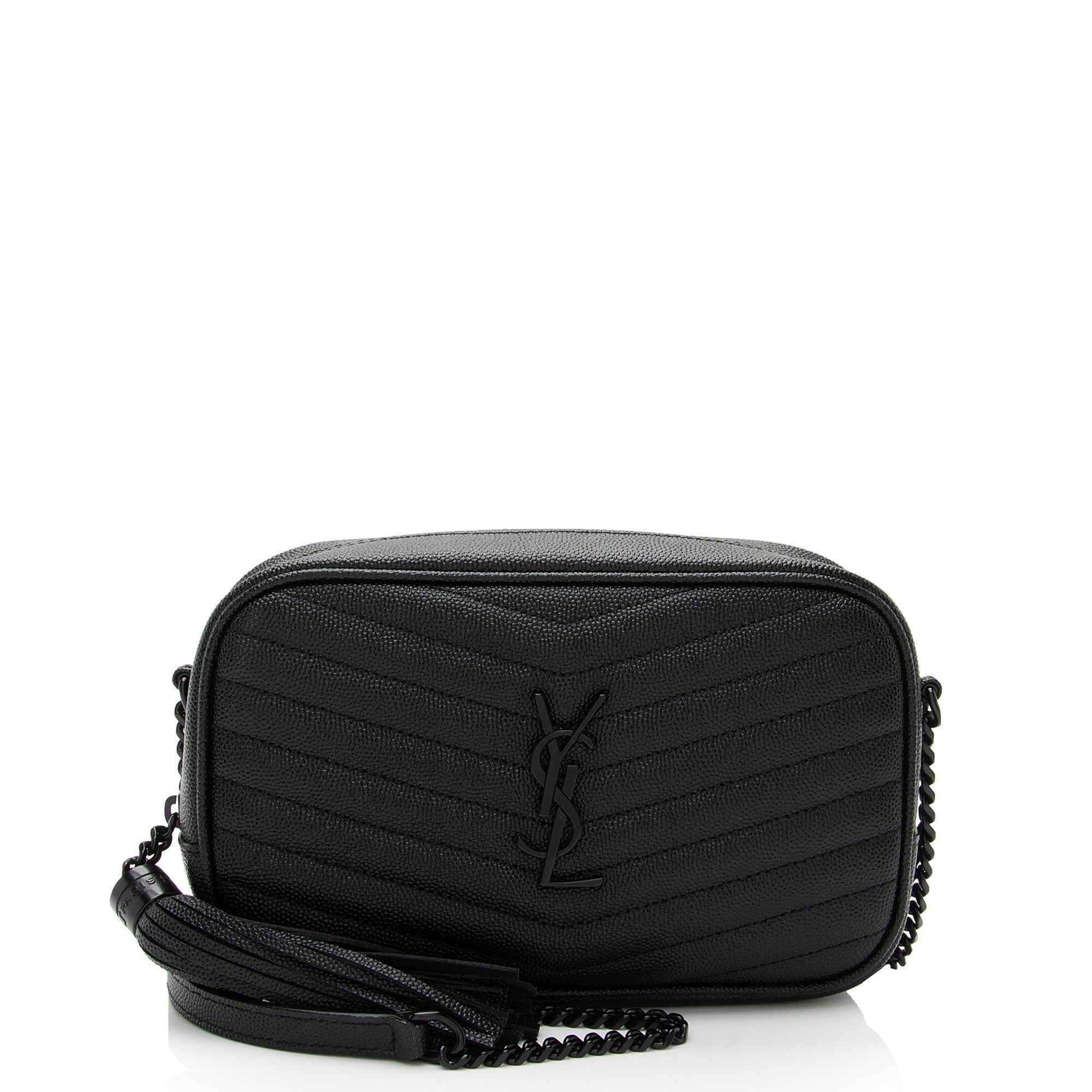 Saint Laurent Matelasse Grain de Poudre Monogram Lou Mini Camera Bag (SHF-UkqO9o)