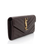 Saint Laurent Matelasse Grain de Poudre Monogram Wallet (SHF-D9u1hR)