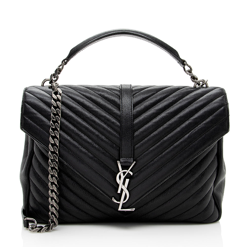 Saint Laurent Matelasse Lambskin Classic Monogram Large College Bag (SHF-18019)