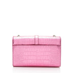 Saint Laurent Metallic Croc Embossed Leather Monogram Small Envelope Bag (SHF-v3reig)