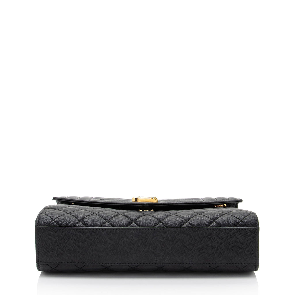 Saint Laurent Mixed Matelasse Grain de Poudre Monogram Medium Shoulder Bag (SHF-rmK6K7)