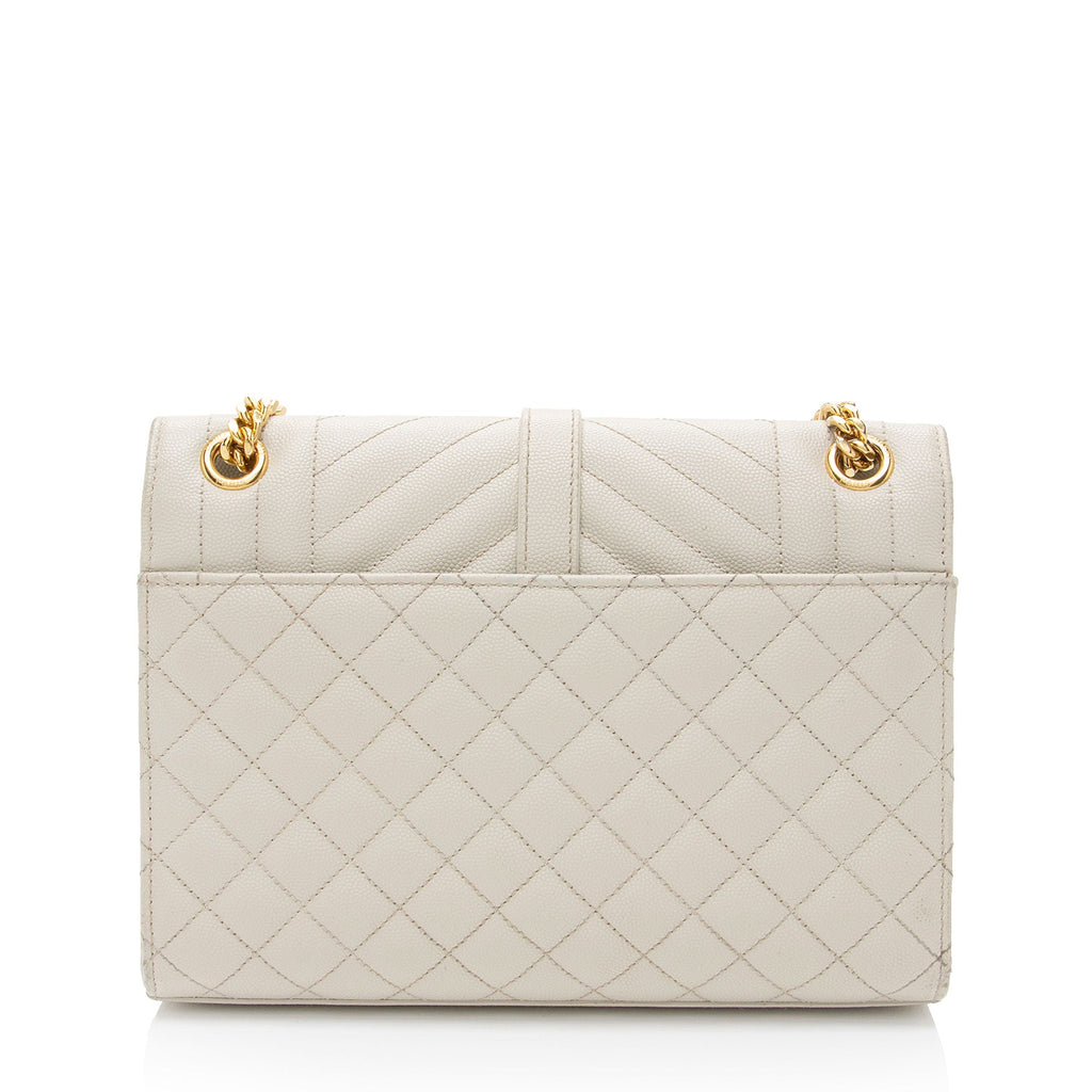 Saint Laurent Mixed Matelasse Grain de Poudre Monogram Medium Shoulder Bag (SHF-zIEuMS)
