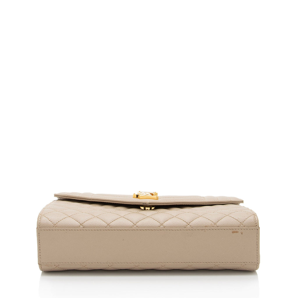 Saint Laurent Mixed Matelasse Grain de Poudre Monogram Medium Shoulder Bag (SHF-G2A0mE)