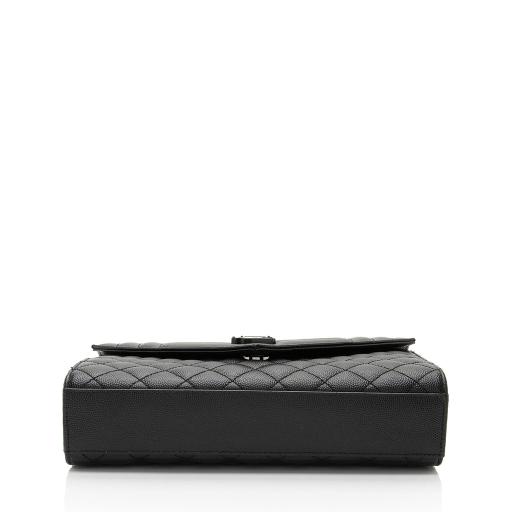Saint Laurent Mixed Matelasse Grain de Poudre Monogram Medium Shoulder Bag (SHF-QJv0fL)