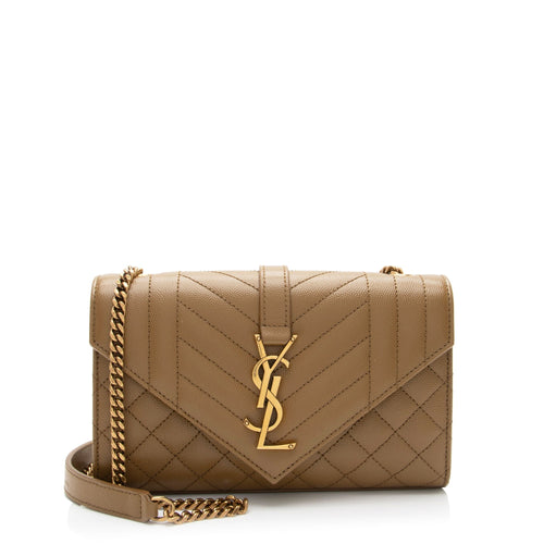 Saint Laurent Mixed Matelasse Grain de Poudre Monogram Small Shoulder Bag (SHF-mgzvyO)