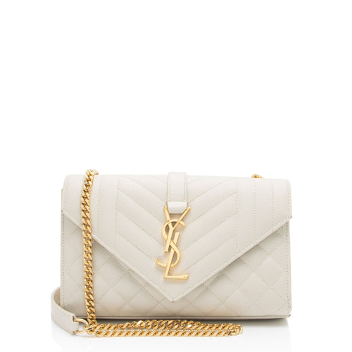 Saint Laurent Mixed Matelasse Grain de Poudre Monogram Small Shoulder Bag (SHF-oA3l6q)
