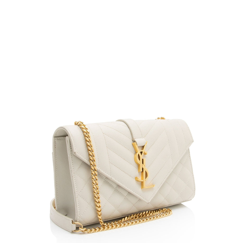 Saint Laurent Mixed Matelasse Grain de Poudre Monogram Small Shoulder Bag (SHF-oA3l6q)