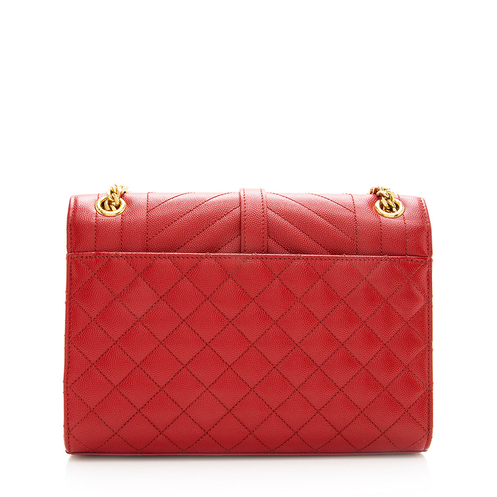 Saint Laurent Mixed Matelasse Leather Monogram Medium Shoulder Bag (SHF-19283)