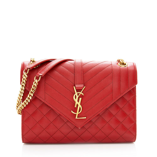 Saint Laurent Mixed Matelasse Leather Monogram Medium Shoulder Bag (SHF-19283)