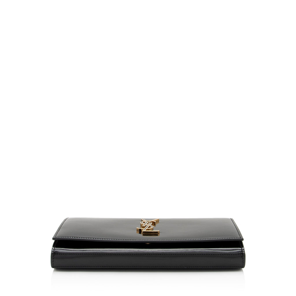 Saint Laurent Patent Leather Monogram Kate Wallet on Chain (SHF-T42QXZ)