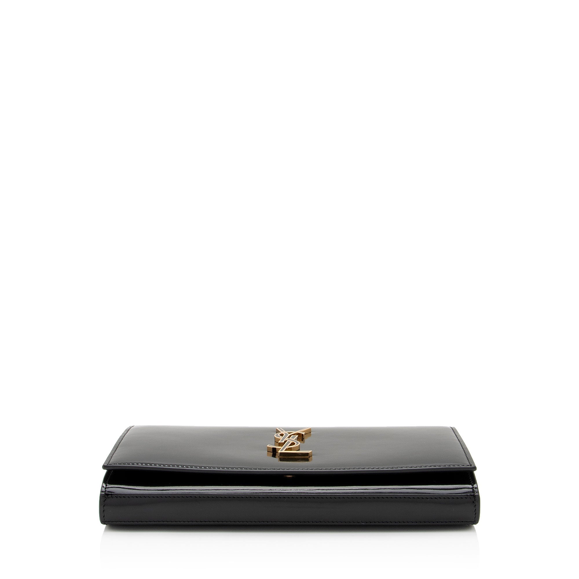 Saint Laurent Patent Leather Monogram Kate Wallet on Chain (SHF-T42QXZ)