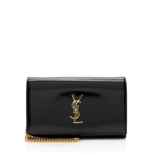 Saint Laurent Patent Leather Monogram Kate Wallet on Chain (SHF-T42QXZ)