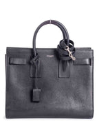 Saint Laurent Pebble Leather Medium Sac De Jour Shopper Bag Black
