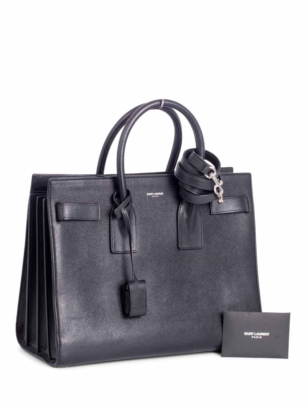 Saint Laurent Pebble Leather Medium Sac De Jour Shopper Bag Black