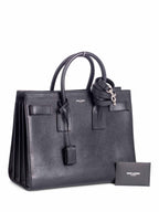 Saint Laurent Pebble Leather Medium Sac De Jour Shopper Bag Black