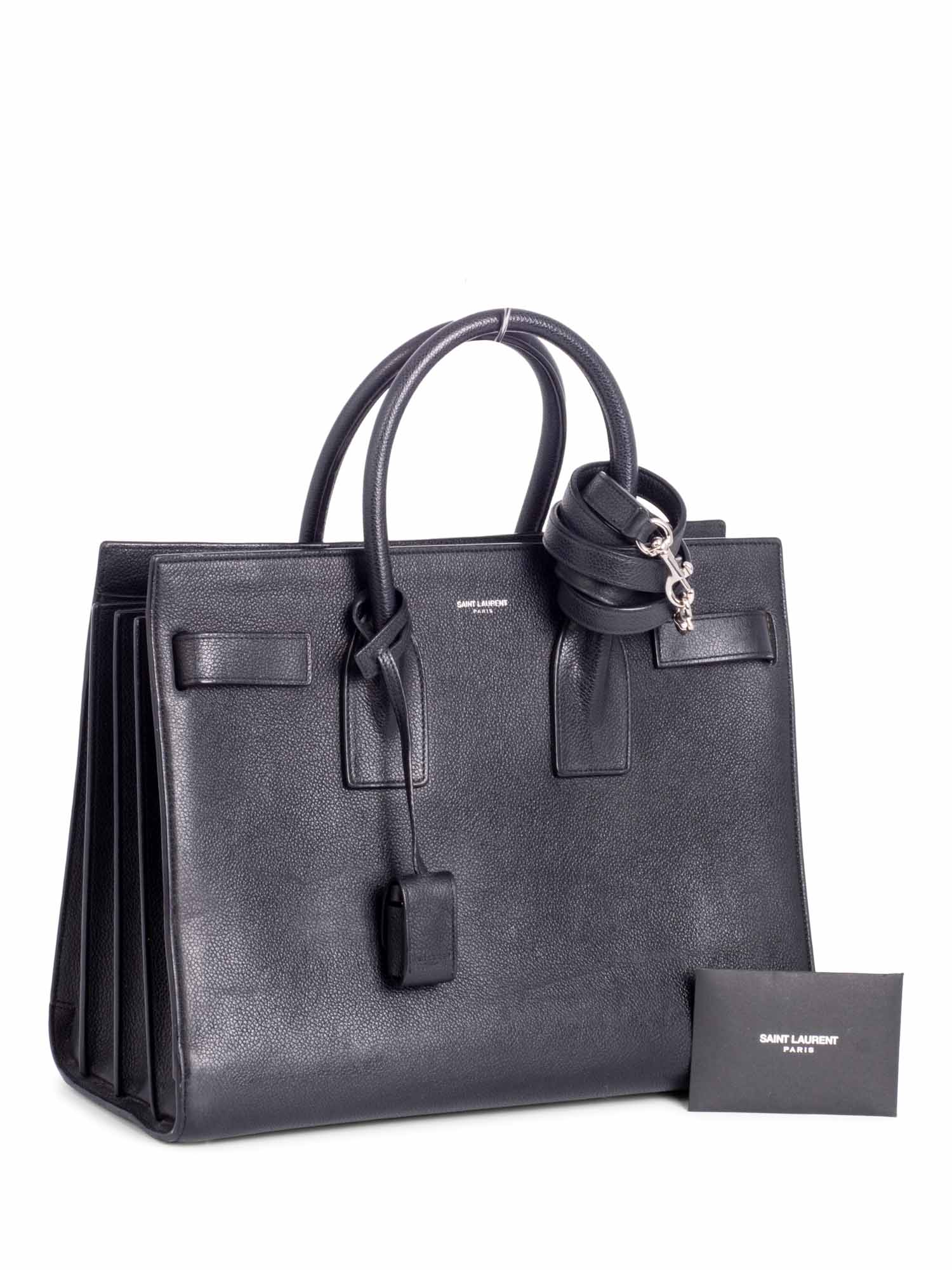 Saint Laurent Pebble Leather Medium Sac De Jour Shopper Bag Black