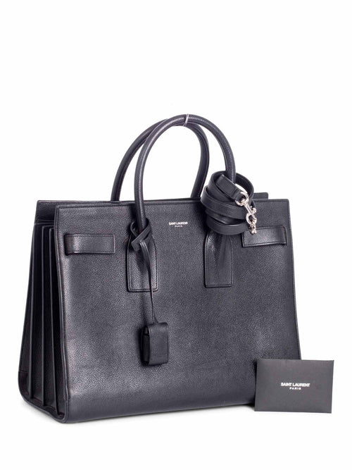 Saint Laurent Pebble Leather Medium Sac De Jour Shopper Bag Black