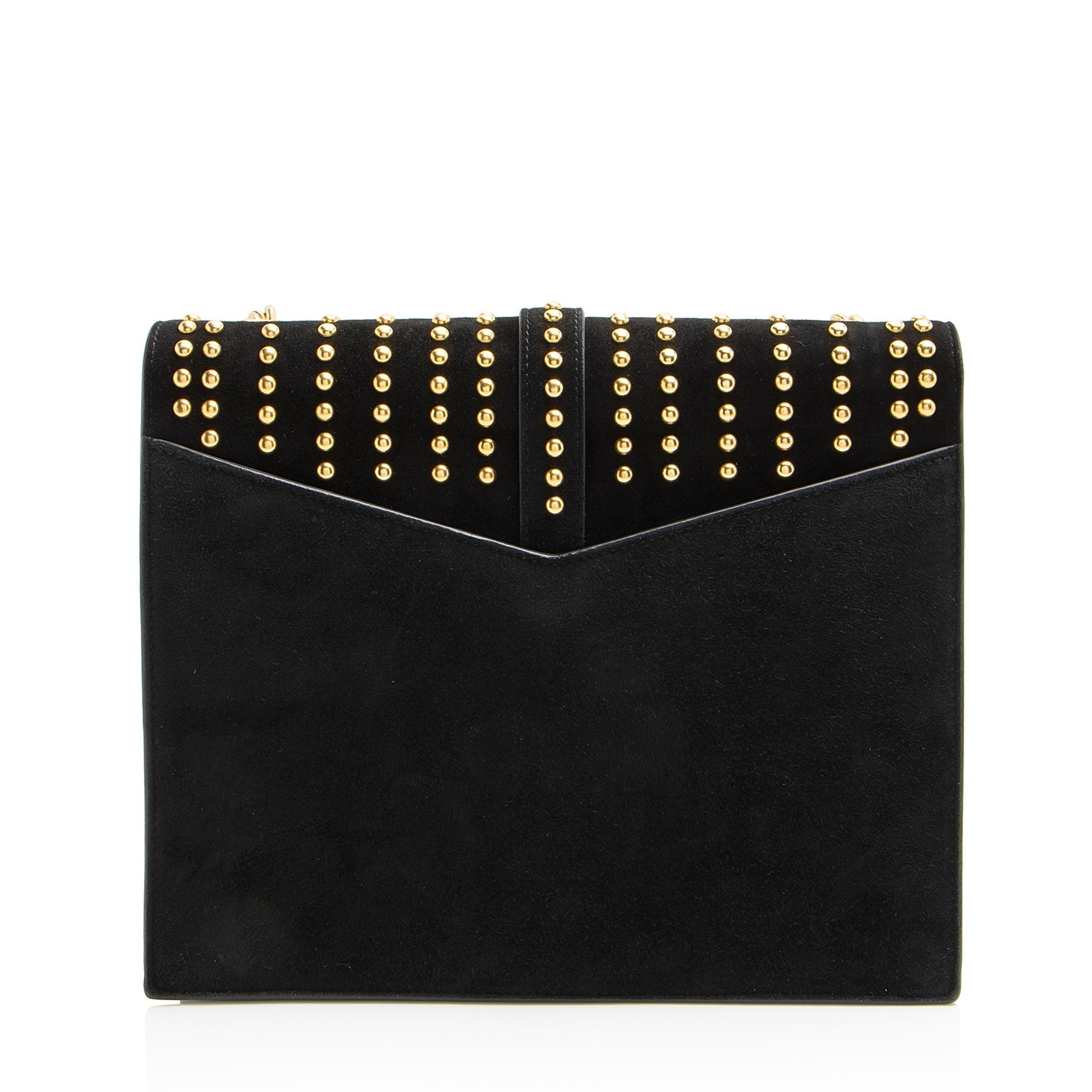 Saint Laurent Studded Suede Monogram Sulpice Medium Shoulder Bag (SHF-UVcBSf)