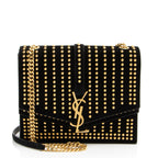 Saint Laurent Studded Suede Monogram Sulpice Medium Shoulder Bag (SHF-UVcBSf)