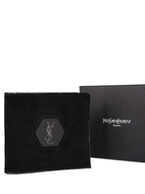 Saint Laurent Suede Logo Square Wallet Black