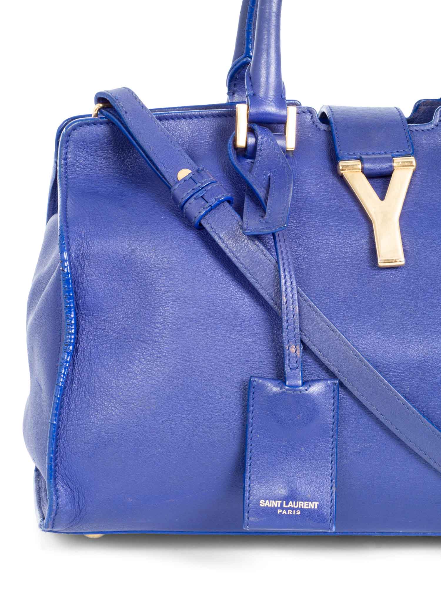 Saint Laurent Y Logo Leather Mini Shoulder Bag Royal Blue