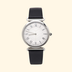 Fendi Silver Stainless Steel Leather Palazzo Men's Wristwatch 41 mm