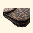 Fendi Zucca Handbag Canvas Leather Brown Black