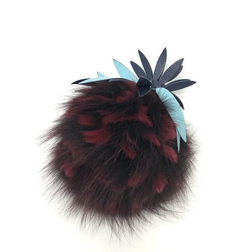 FENDI Bag charm 7AR677 Fur, Leather wine-red fruits pineapple bonbon charm