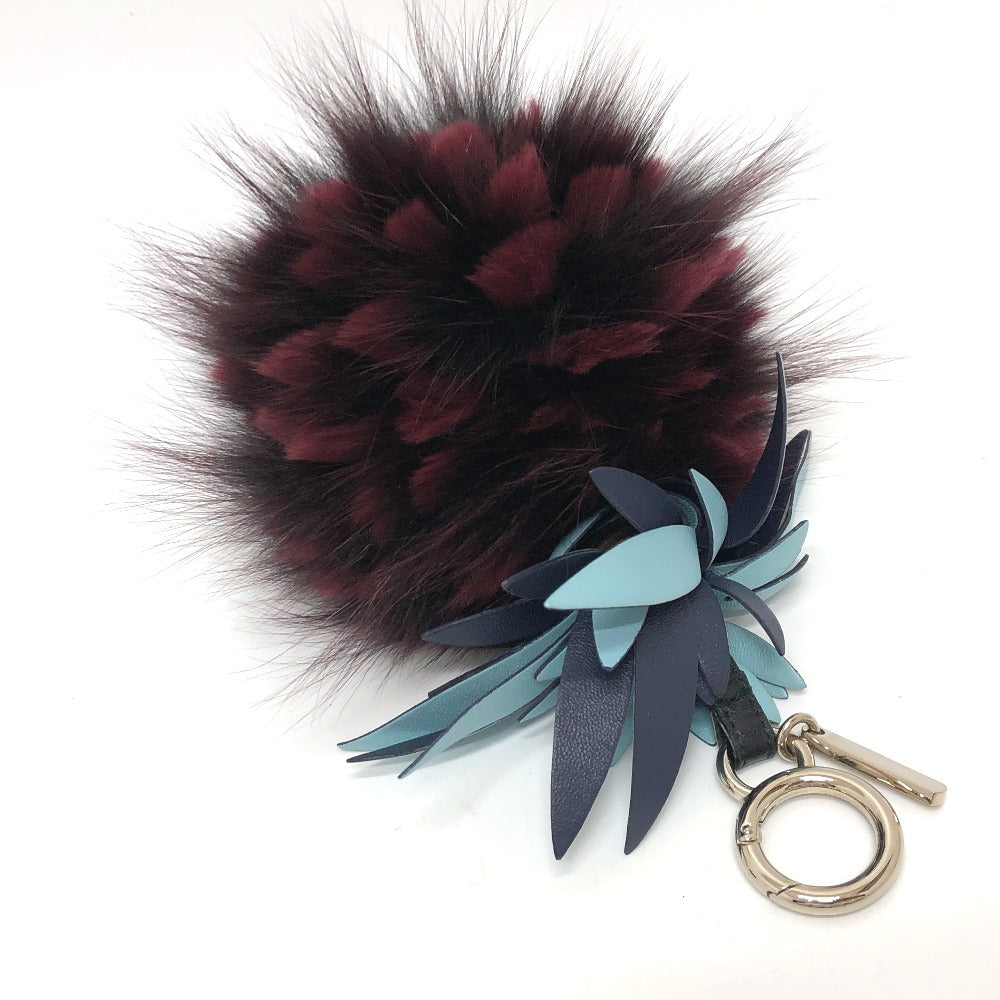 FENDI Bag charm 7AR677 Fur, Leather wine-red fruits pineapple bonbon charm
