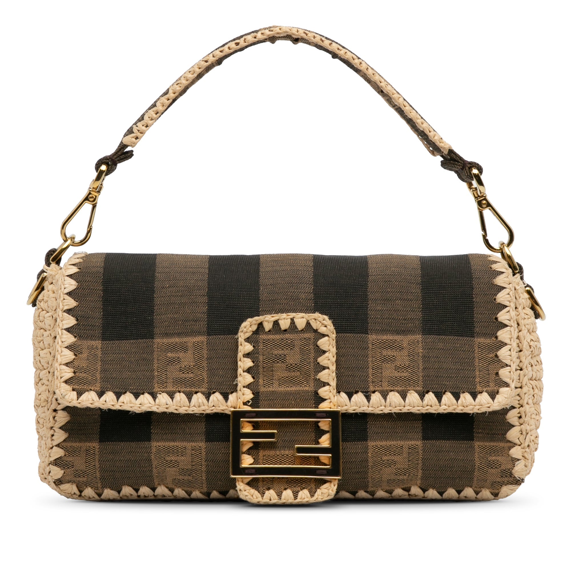 Fendi Baguette Raffia Mamma Pequin Canvas
