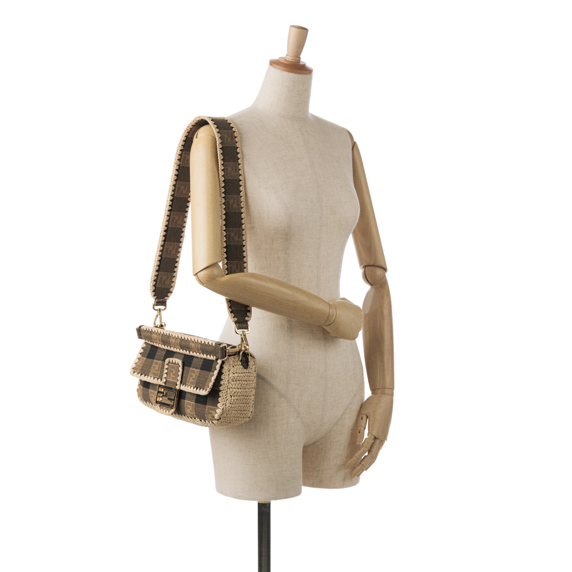 Fendi Baguette Raffia Mamma Pequin Canvas