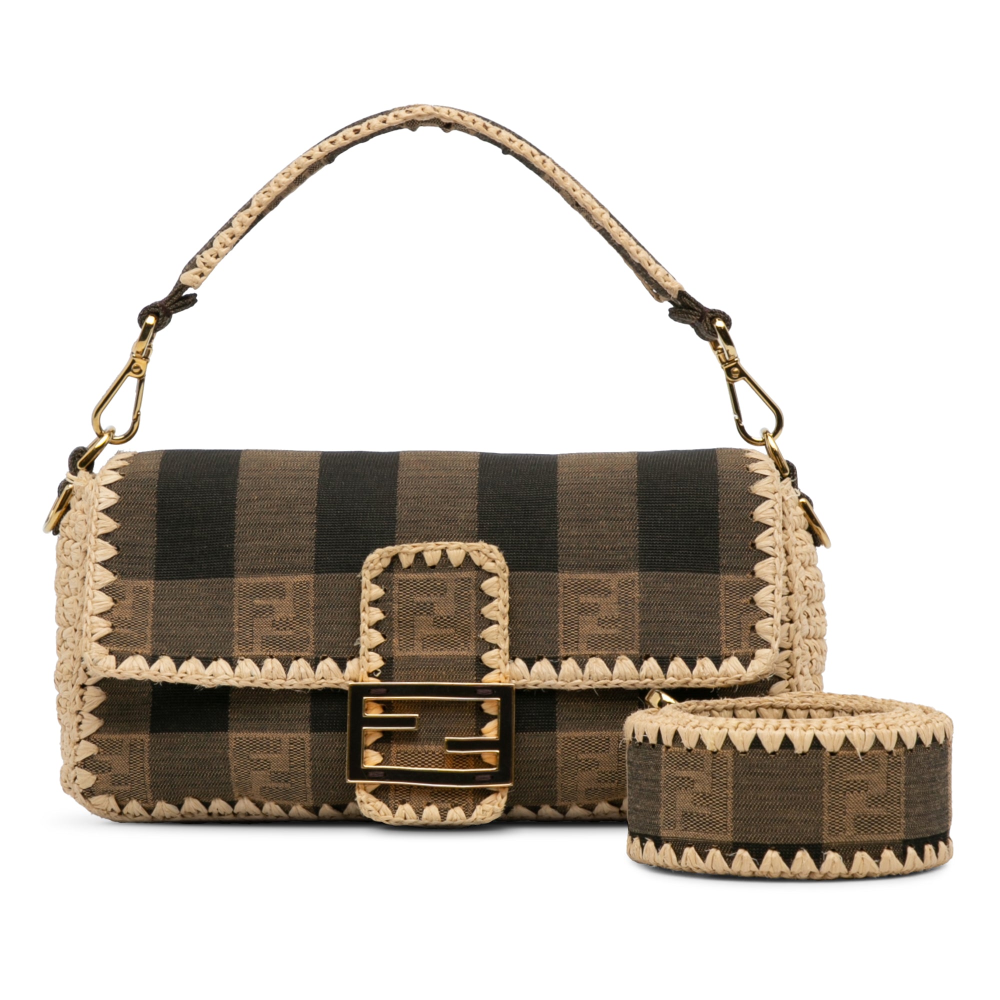 Fendi Baguette Raffia Mamma Pequin Canvas