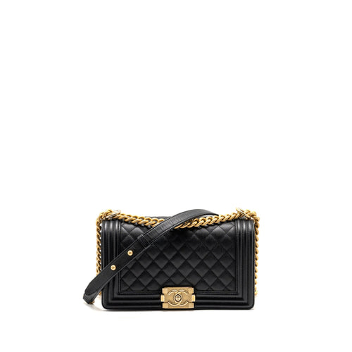CHANEL Medium Boy Bag Caviar Black GHW