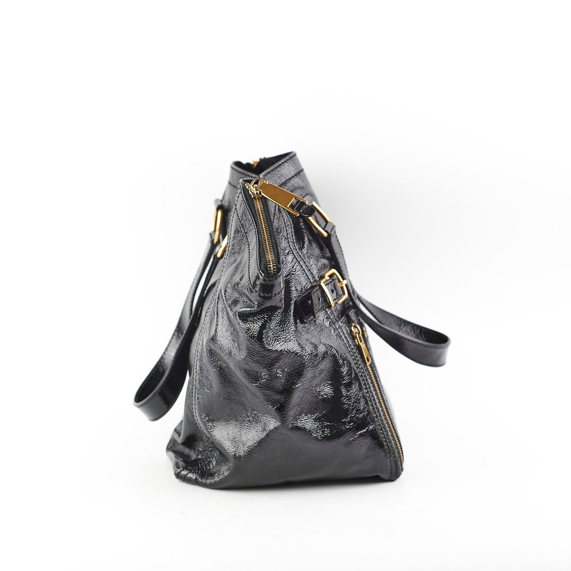 Saint Laurent Downtown Black Patent Bag Black