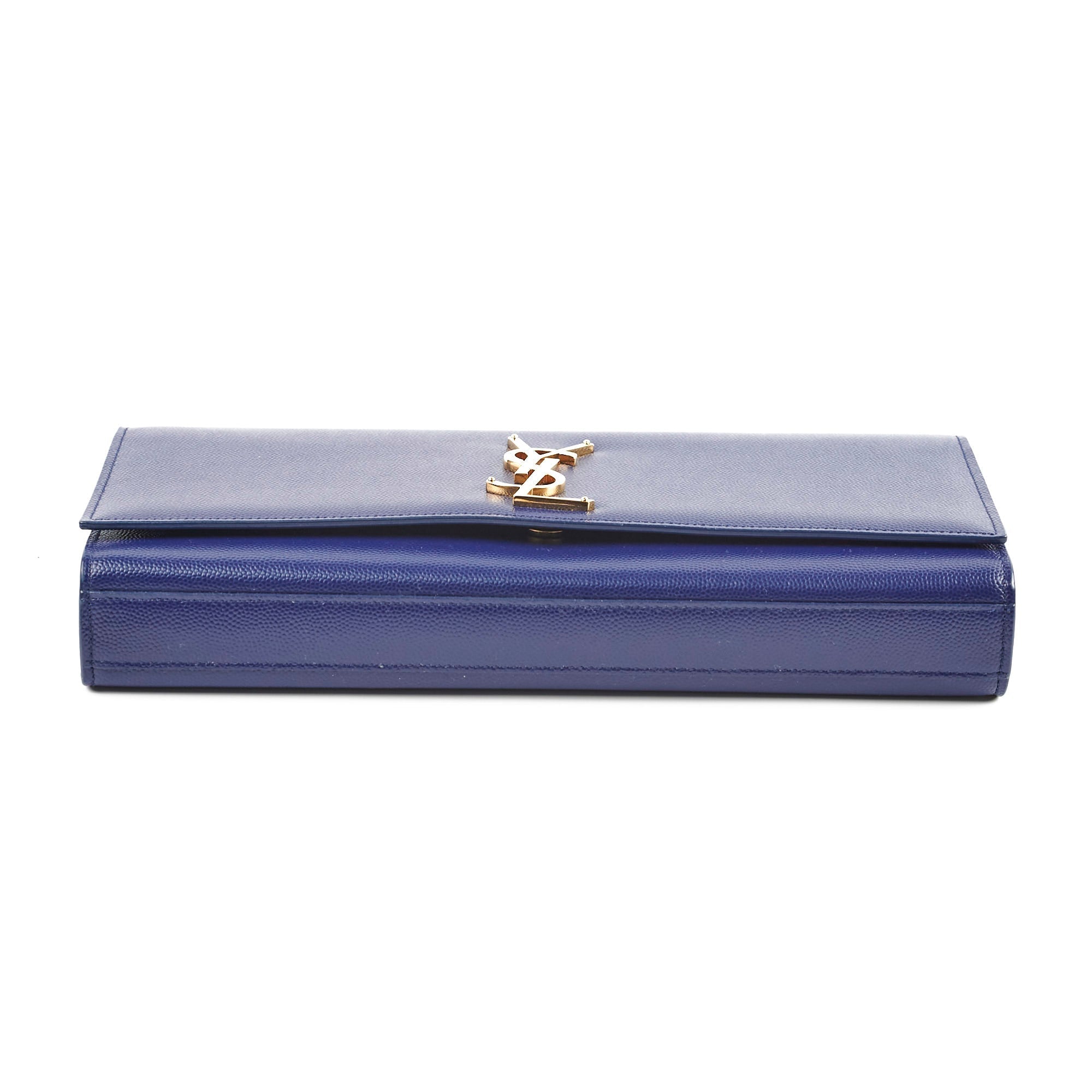 Saint Laurent Long Blue Grained Leather Clutch