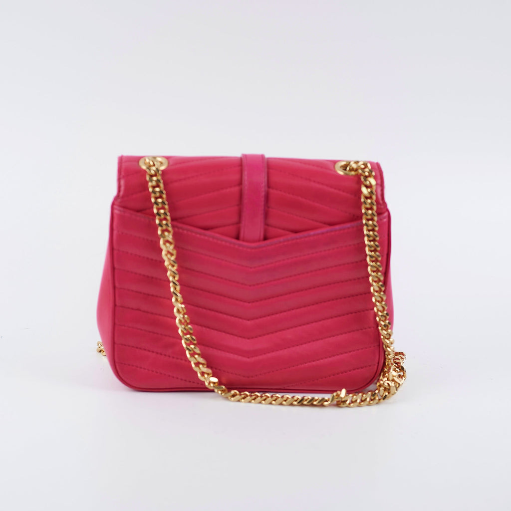 Saint Laurent Small Sulpice Chevron Pink Crossbody Bag